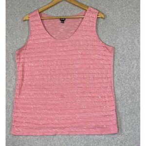 Rafaella Tank Top Women's Size‎ Large Pink Sequins Ruffles Light Weight